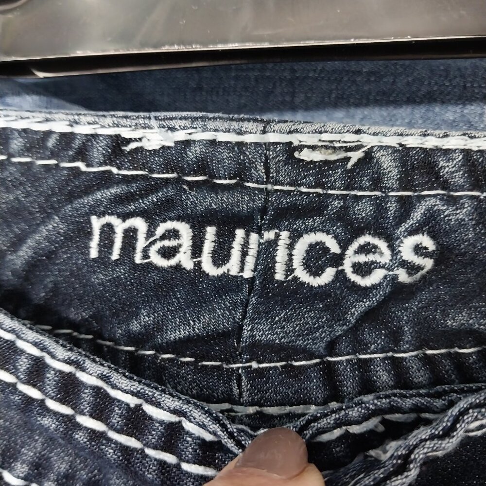 3343 Size 9/10 Maurices Upcycled Bell Bottoms In Green with Orange Reptiles - Picture 9 of 10